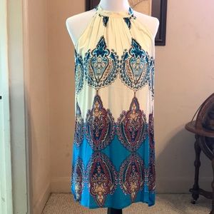 Casual Sleeveless Halter Neck Boho Print Dress